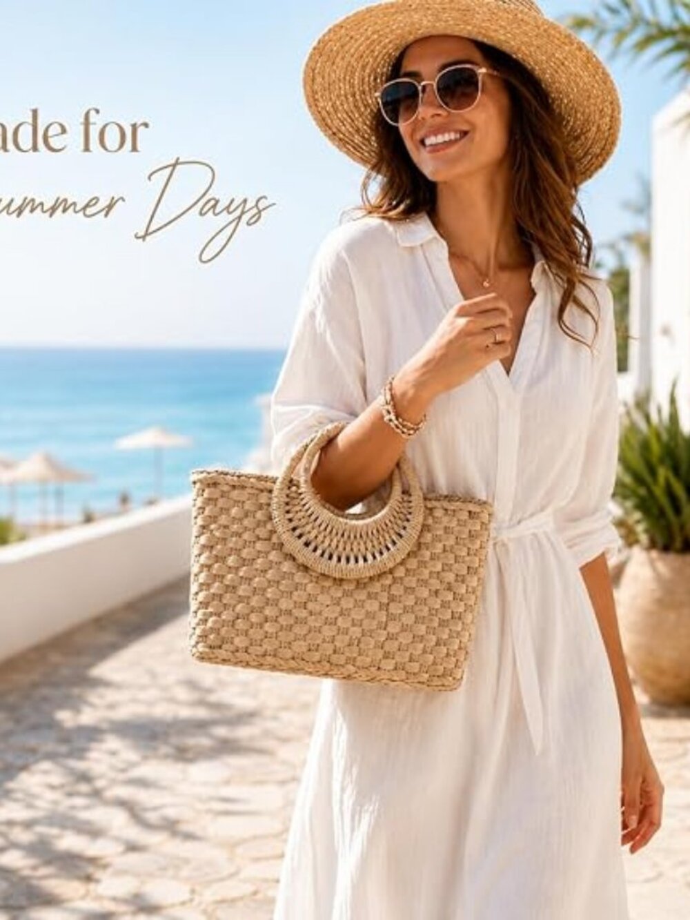 Hand-woven Straw Bag Women Summer Beach Handbag Purse Retro Rattan Tote Clutch
